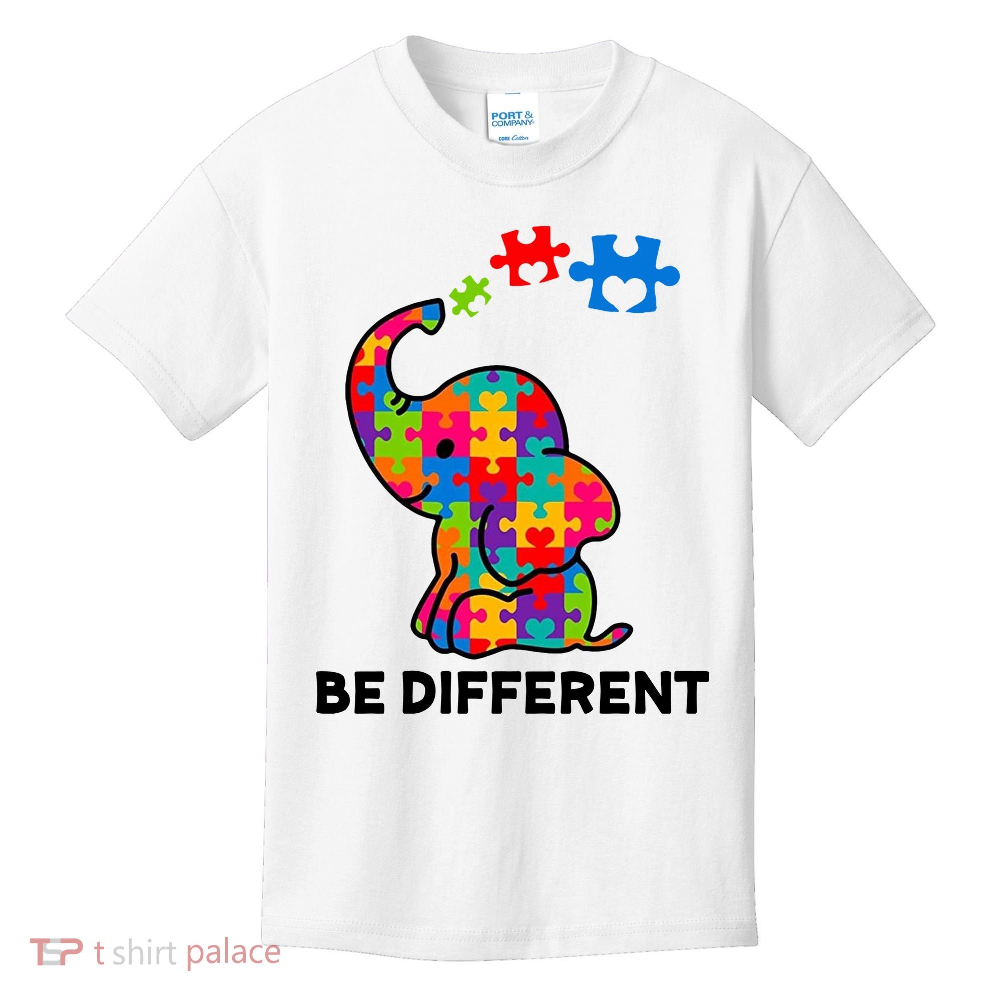 Be Different Autism Awareness Elephant Kids T-Shirt