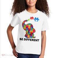 Be Different Autism Awareness Elephant Kids T-Shirt thumb 2
