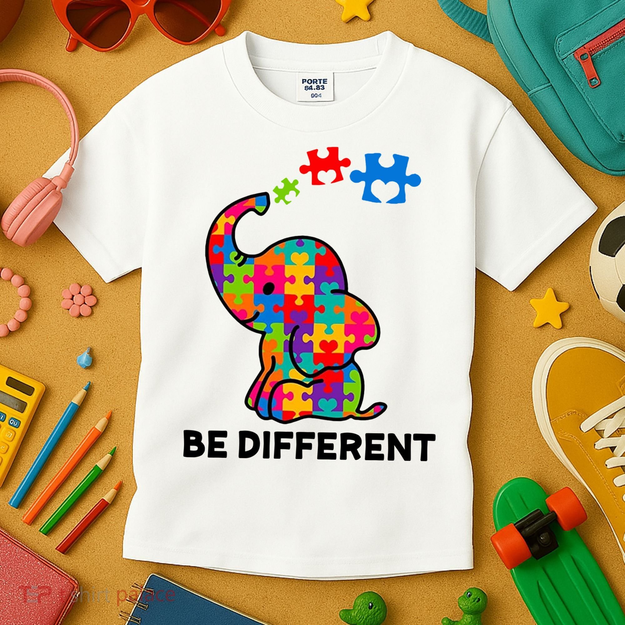 Be Different Autism Awareness Elephant Kids T-Shirt