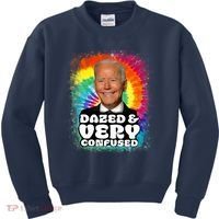 Biden Dazed And Very Confused Tiedye Funny Anti Joe Biden Kids Sweatshirt thumb 0