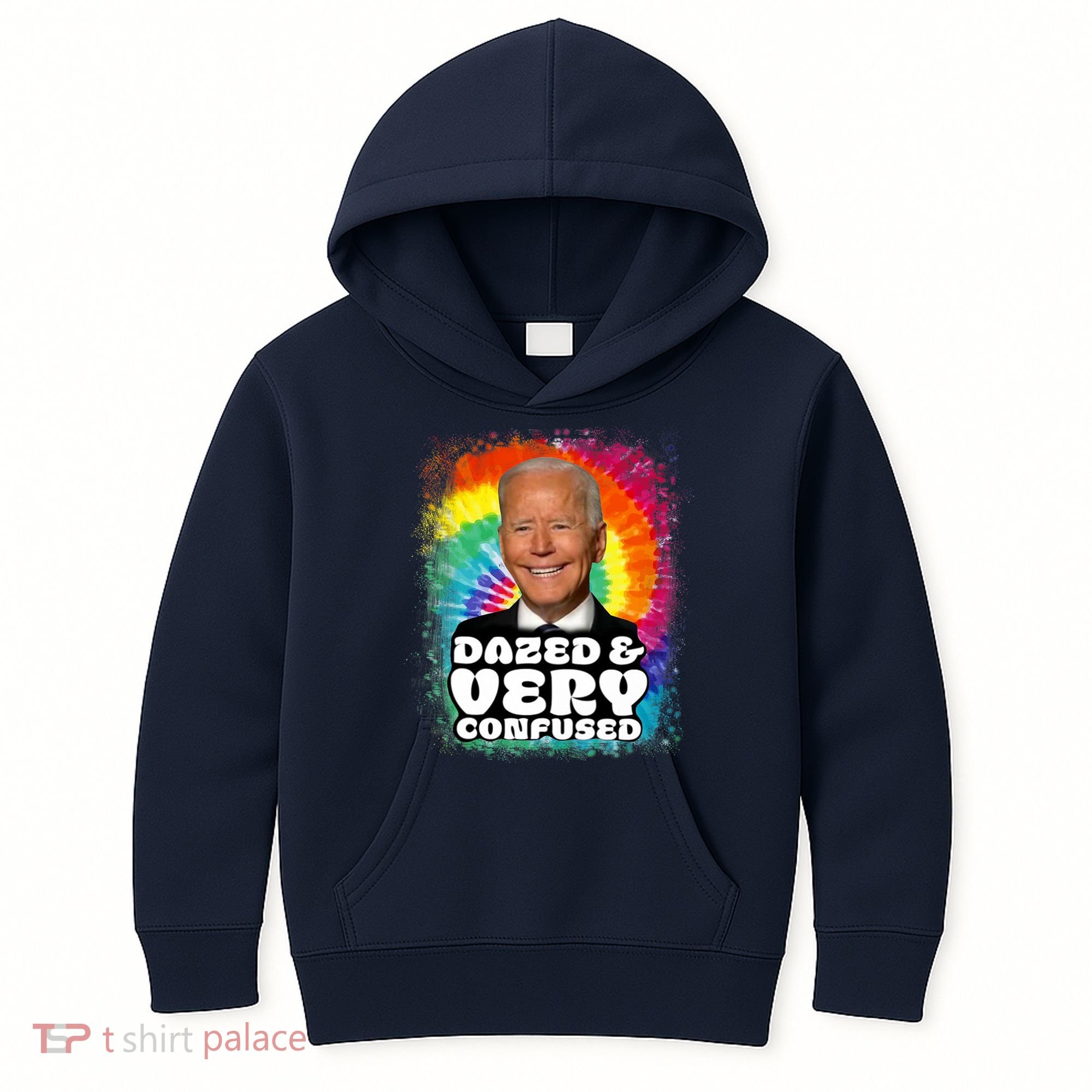 Biden Dazed And Very Confused Tiedye Funny Anti Joe Biden Kids Hoodie