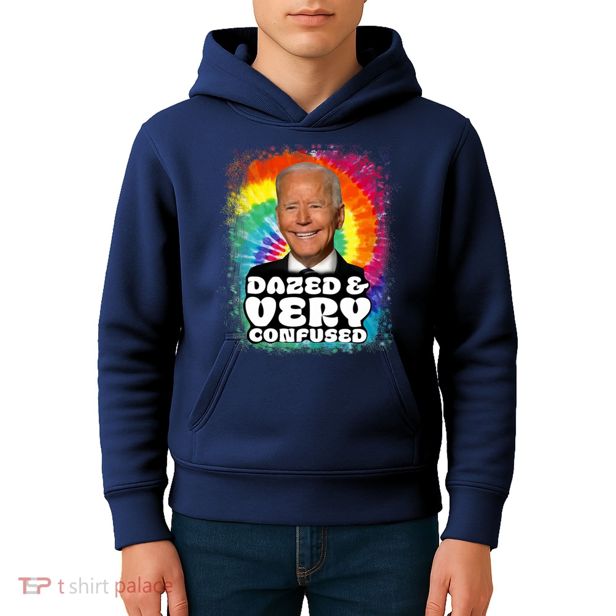 Biden Dazed And Very Confused Tiedye Funny Anti Joe Biden Kids Hoodie