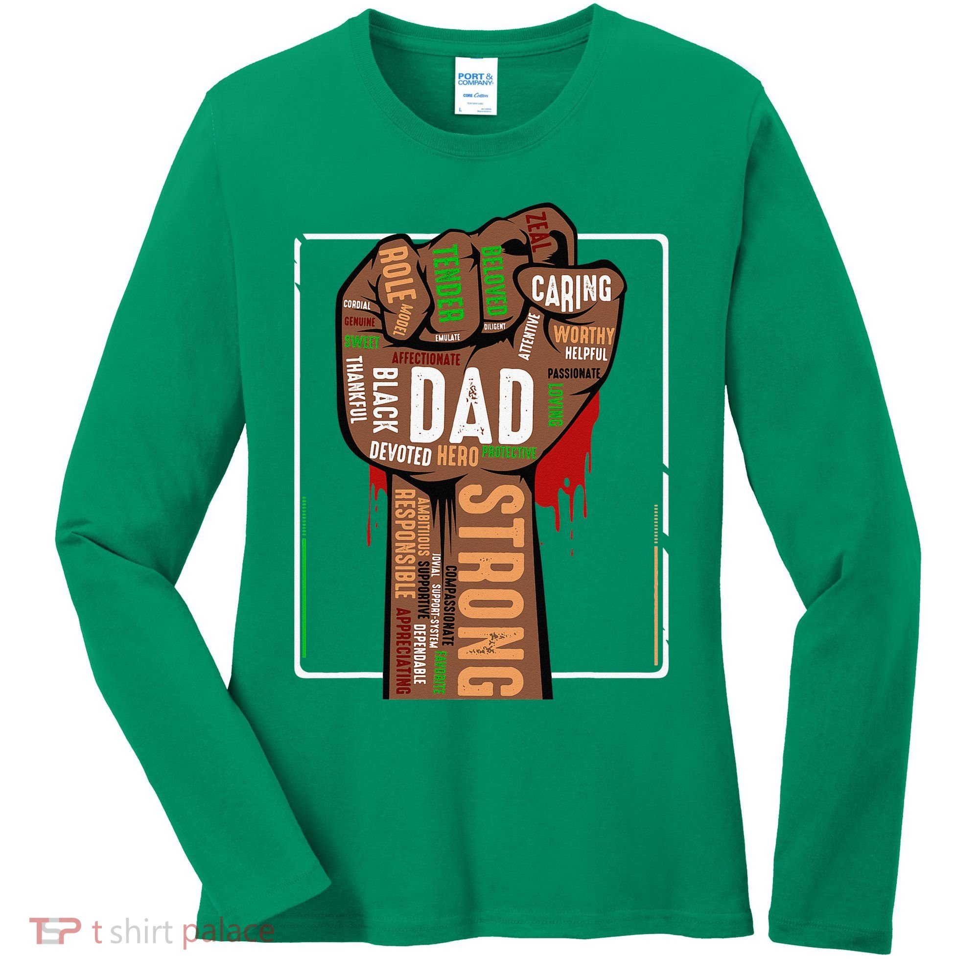 Black Dad African American Melanin Pride Black History Month Women's Long Sleeve Shirt