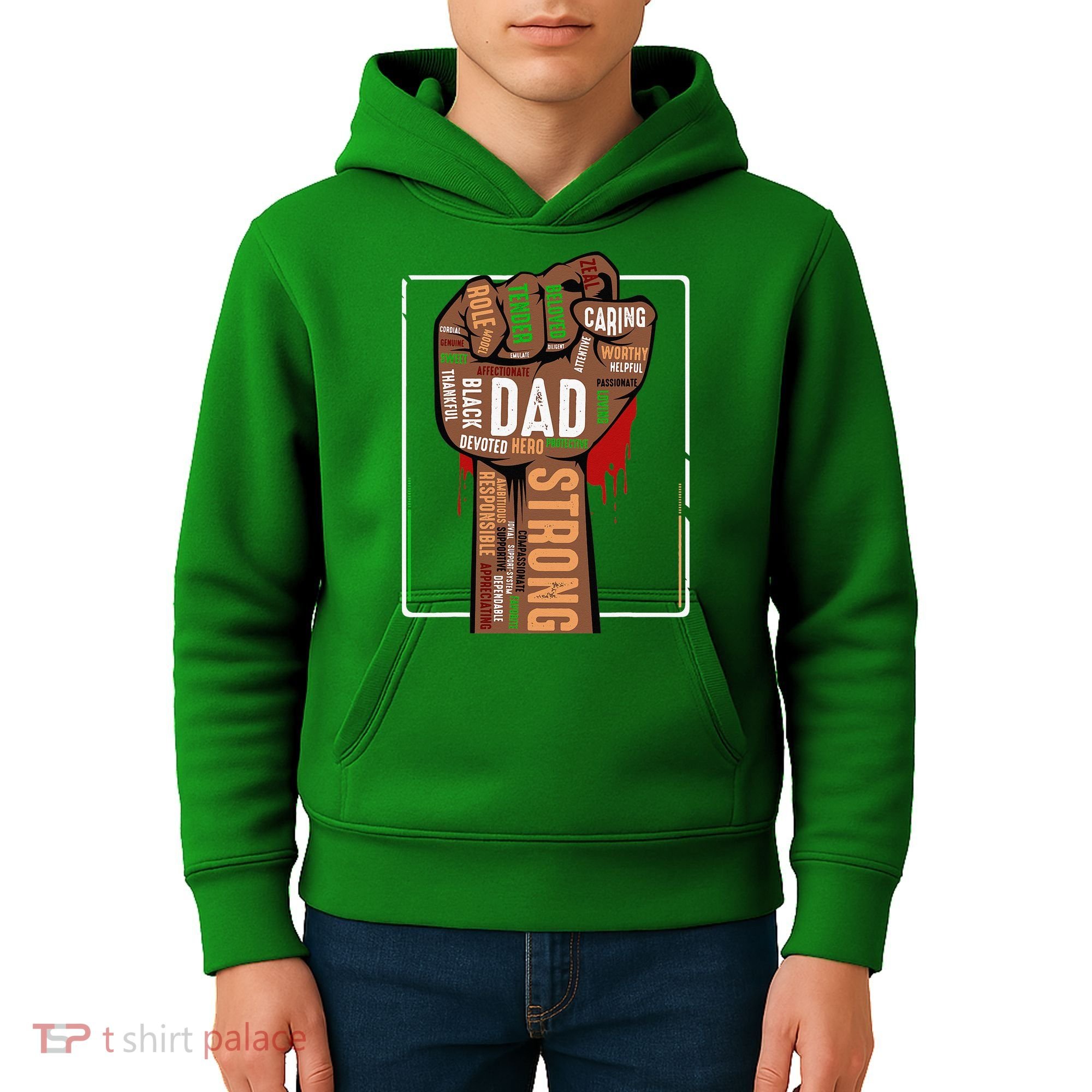 Black Dad African American Melanin Pride Black History Month Kids Hoodie