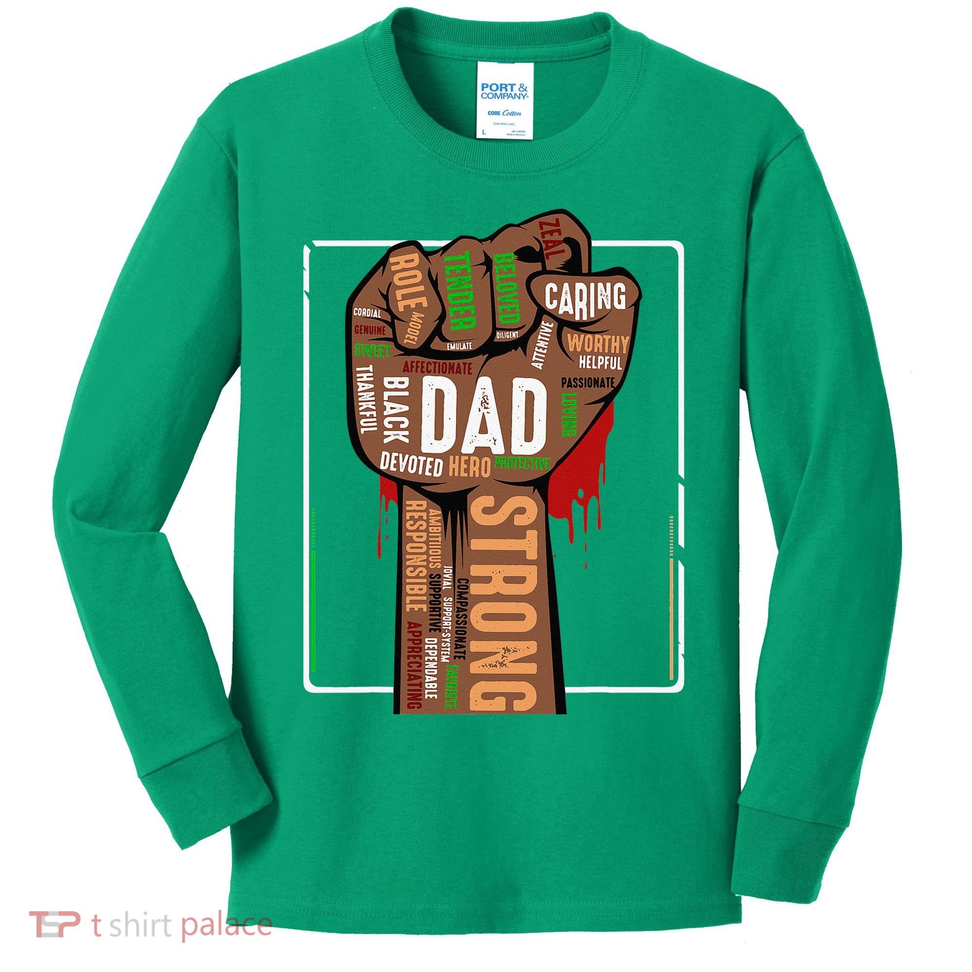Black Dad African American Melanin Pride Black History Month Kids Long Sleeve Shirt