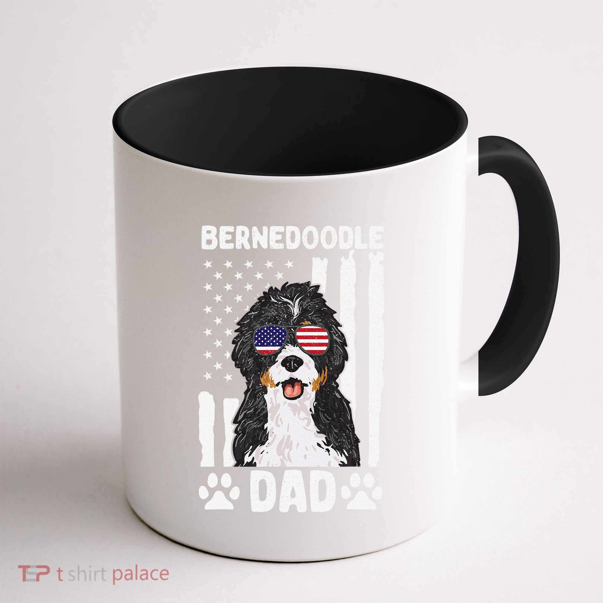 Bernedoodle Dog American Flag Bernedoodle Dad Coffee Mug