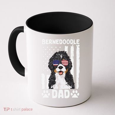 Bernedoodle Dog American Flag Bernedoodle Dad Coffee Mug