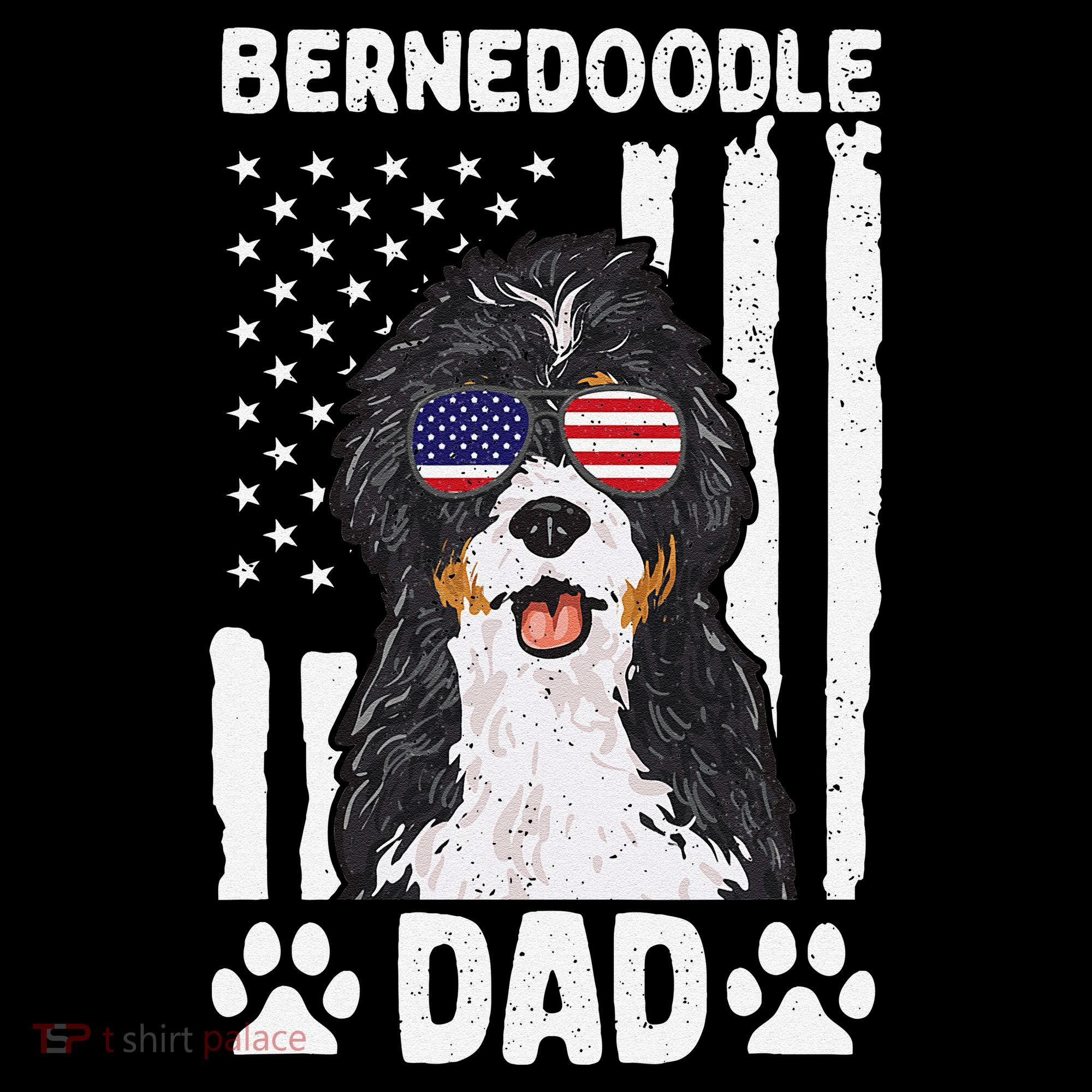 Bernedoodle Dog American Flag Bernedoodle Dad Coffee Mug
