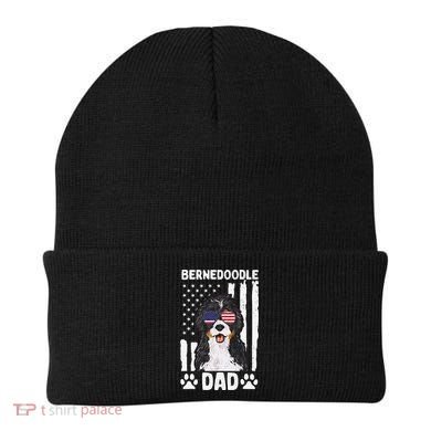 Bernedoodle Dog American Flag Bernedoodle Dad Beanie
