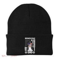 Bernedoodle Dog American Flag Bernedoodle Dad Beanie thumb 0