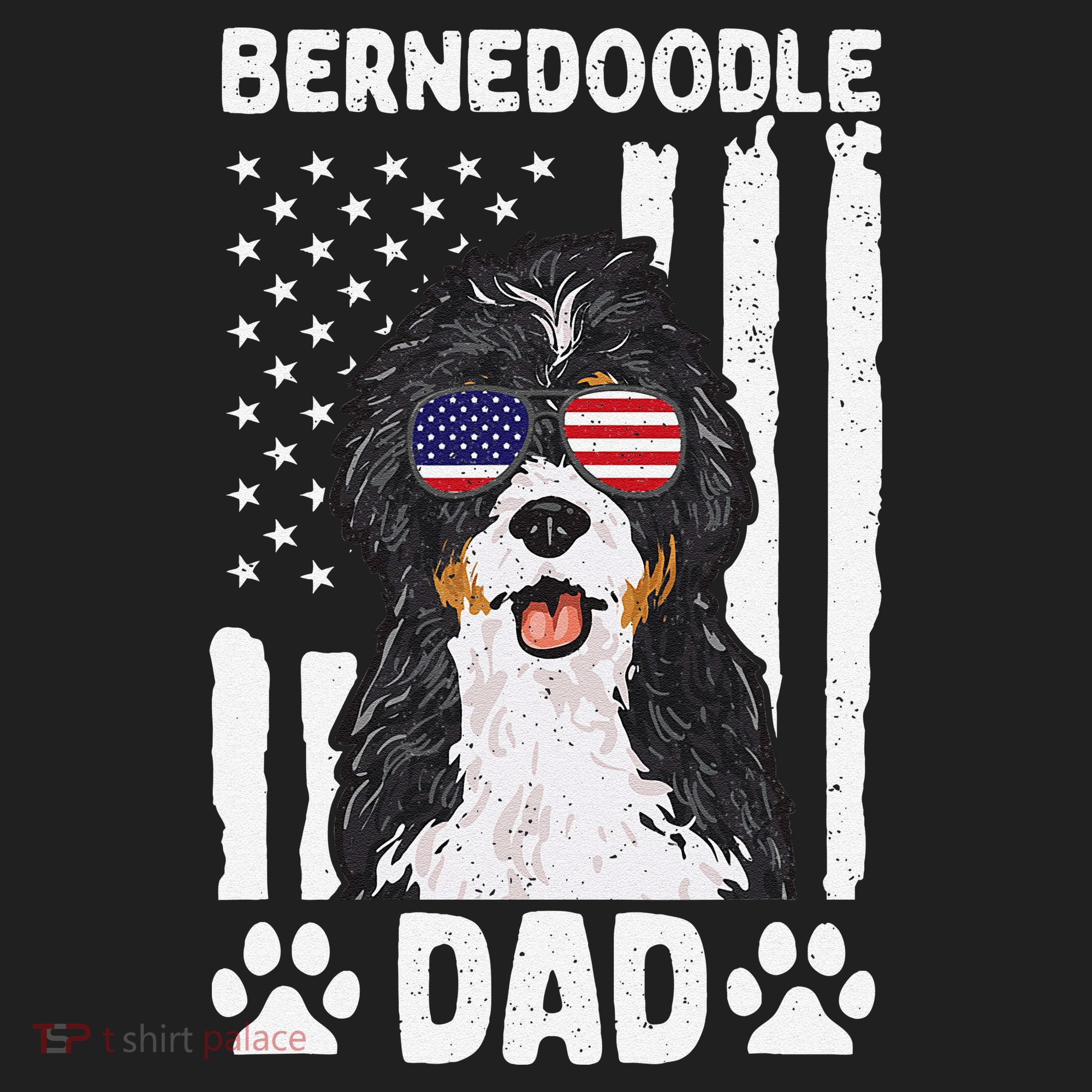 Bernedoodle Dog American Flag Bernedoodle Dad Hat