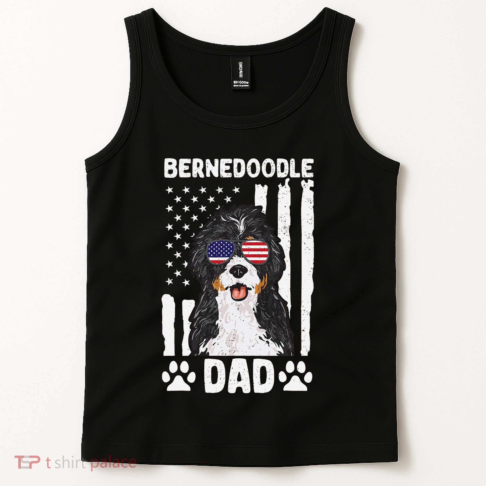 Bernedoodle Dog American Flag Bernedoodle Dad Tank Top
