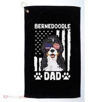 Bernedoodle Dog American Flag Bernedoodle Dad Golf Towel thumb 0