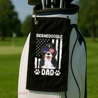 Bernedoodle Dog American Flag Bernedoodle Dad Golf Towel thumb 2