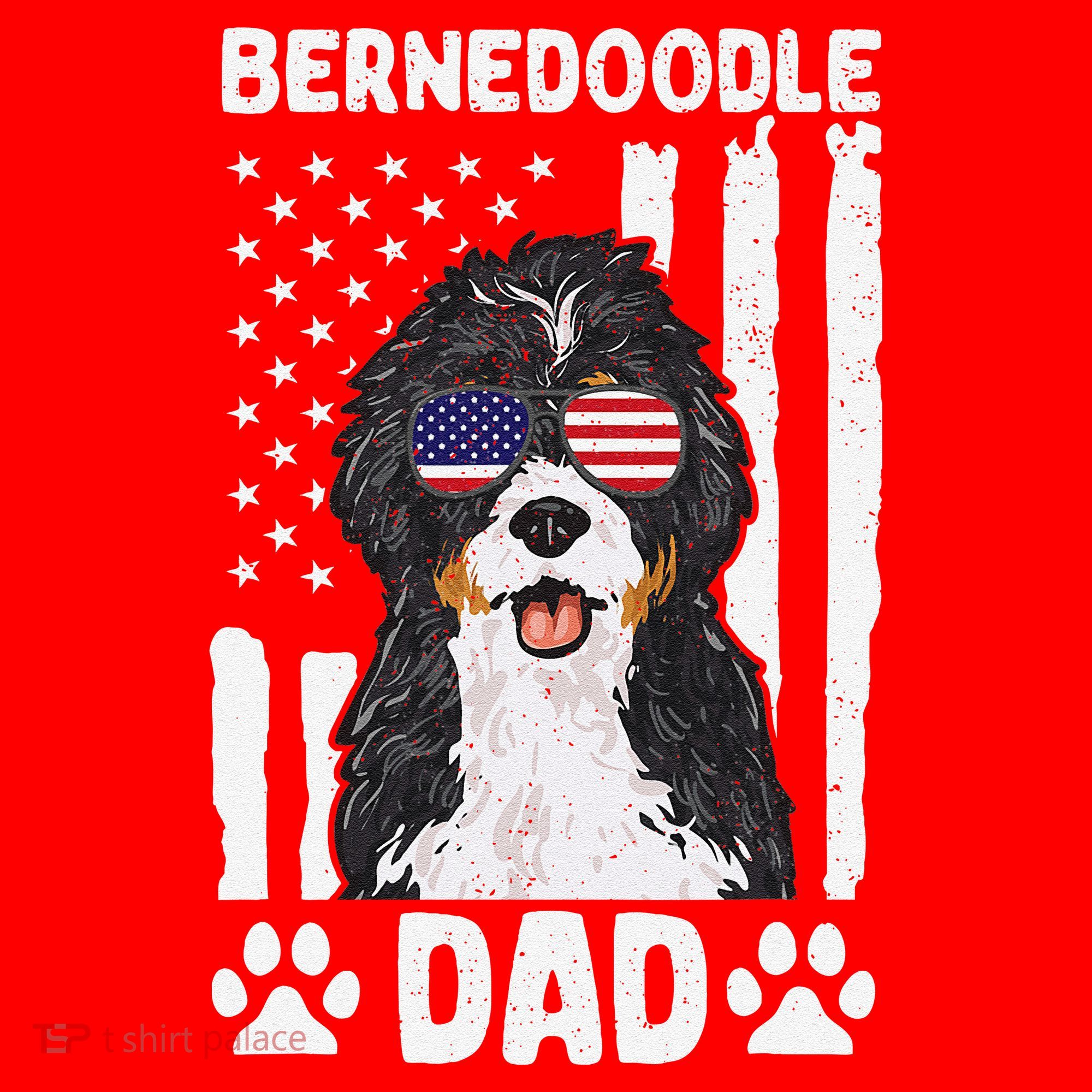 Bernedoodle Dog American Flag Bernedoodle Dad Santa Hat