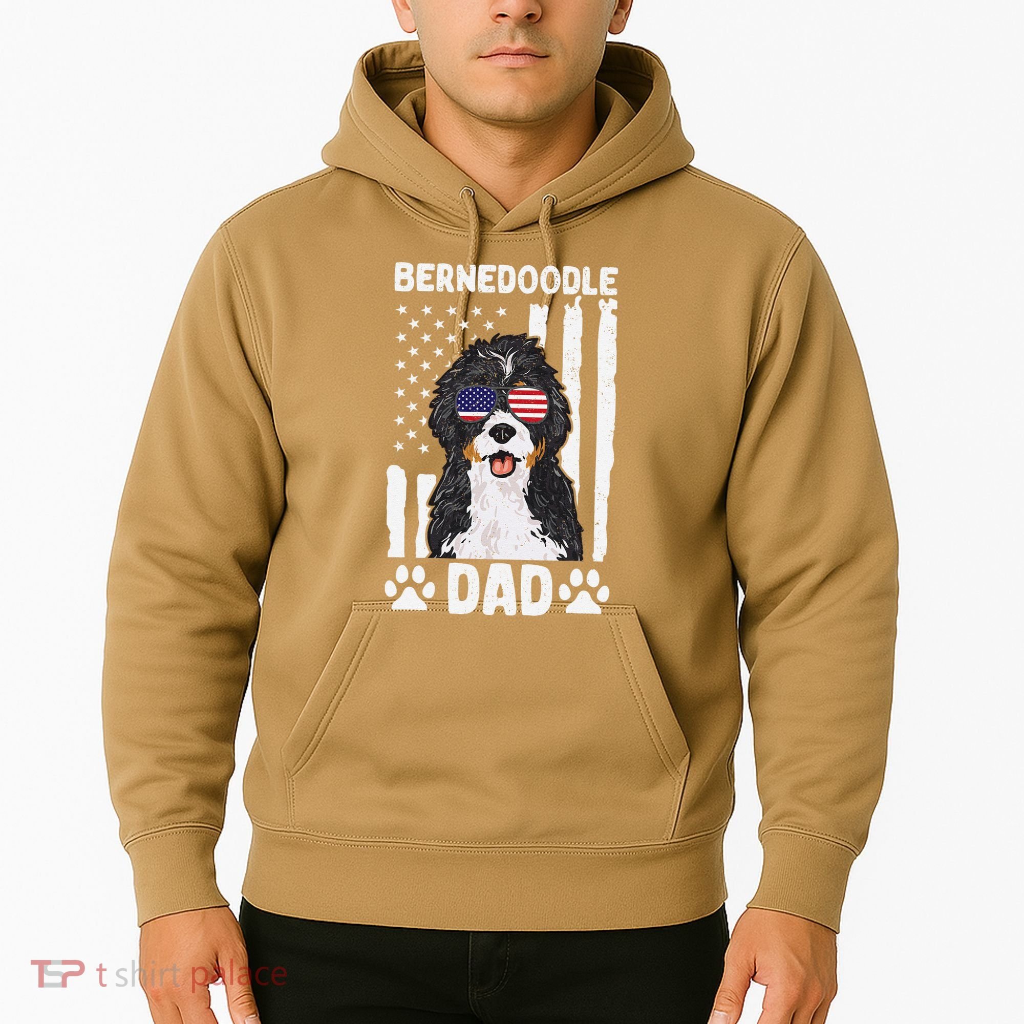 Bernedoodle Dog American Flag Bernedoodle Dad Hoodie