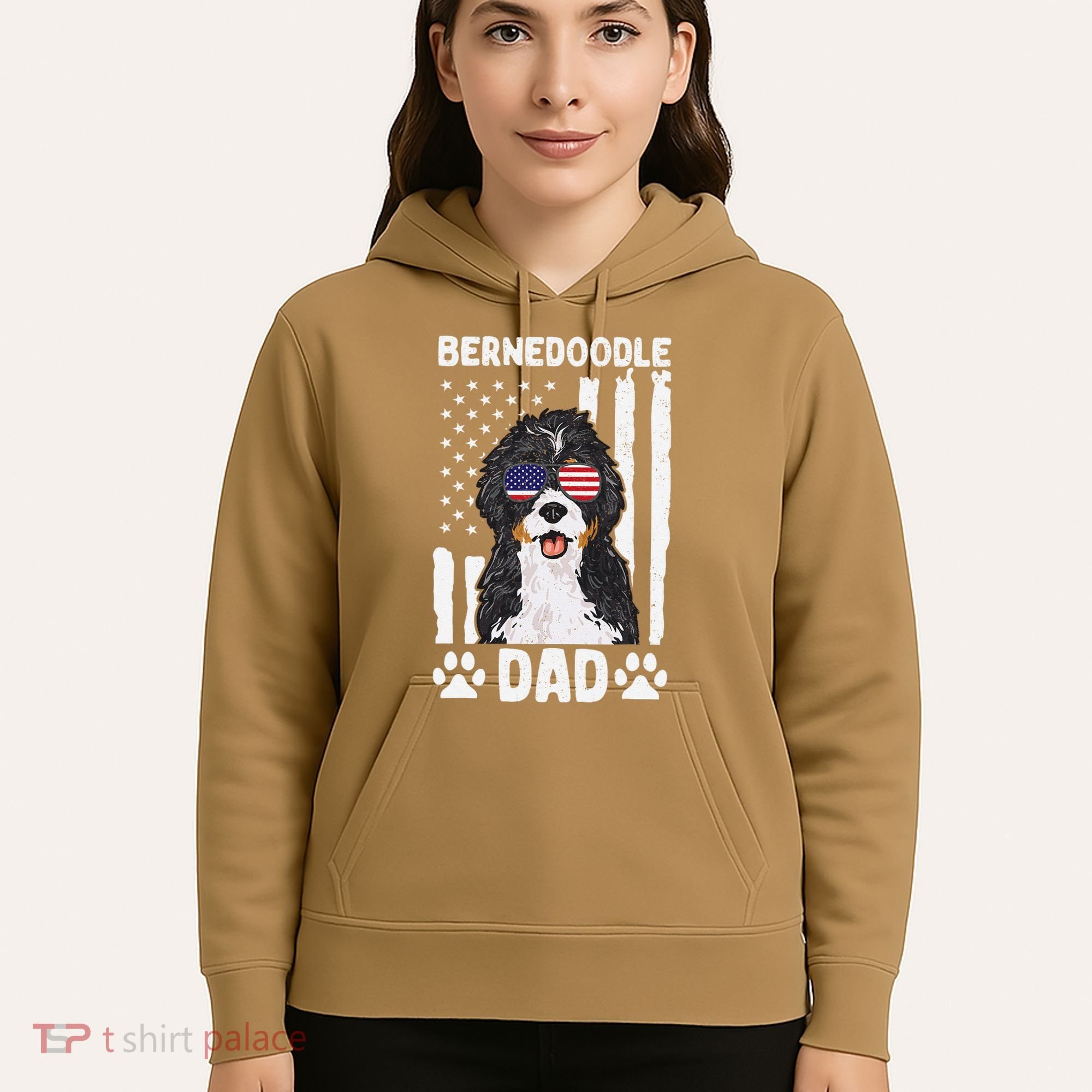 Bernedoodle Dog American Flag Bernedoodle Dad Hoodie