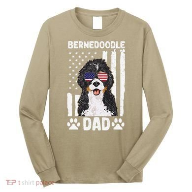 Bernedoodle Dog American Flag Bernedoodle Dad Long Sleeve Shirt
