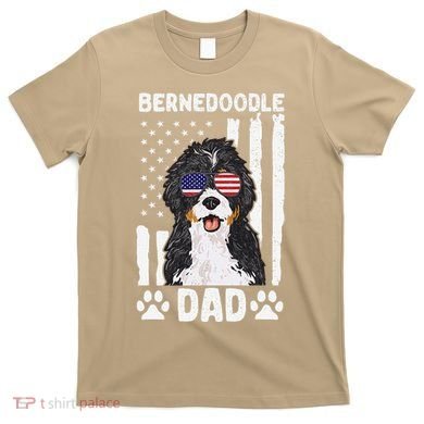 Bernedoodle Dog American Flag Bernedoodle Dad T-Shirt