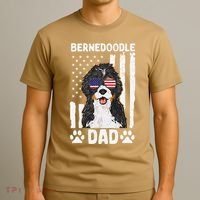 Bernedoodle Dog American Flag Bernedoodle Dad T-Shirt thumb 3