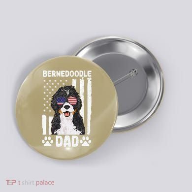 Bernedoodle Dog American Flag Bernedoodle Dad Button