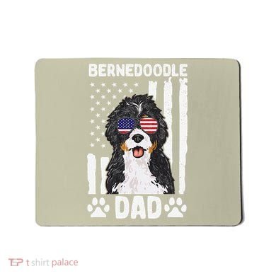 Bernedoodle Dog American Flag Bernedoodle Dad Mousepad