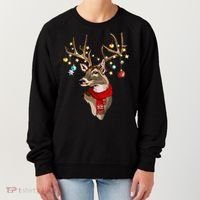 Buck Deer Antlers Christmas Lights Scarf Xmas Party Women's Sweatshirt thumb 0