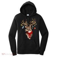 Buck Deer Antlers Christmas Lights Scarf Xmas Party Women's Hoodie thumb 0