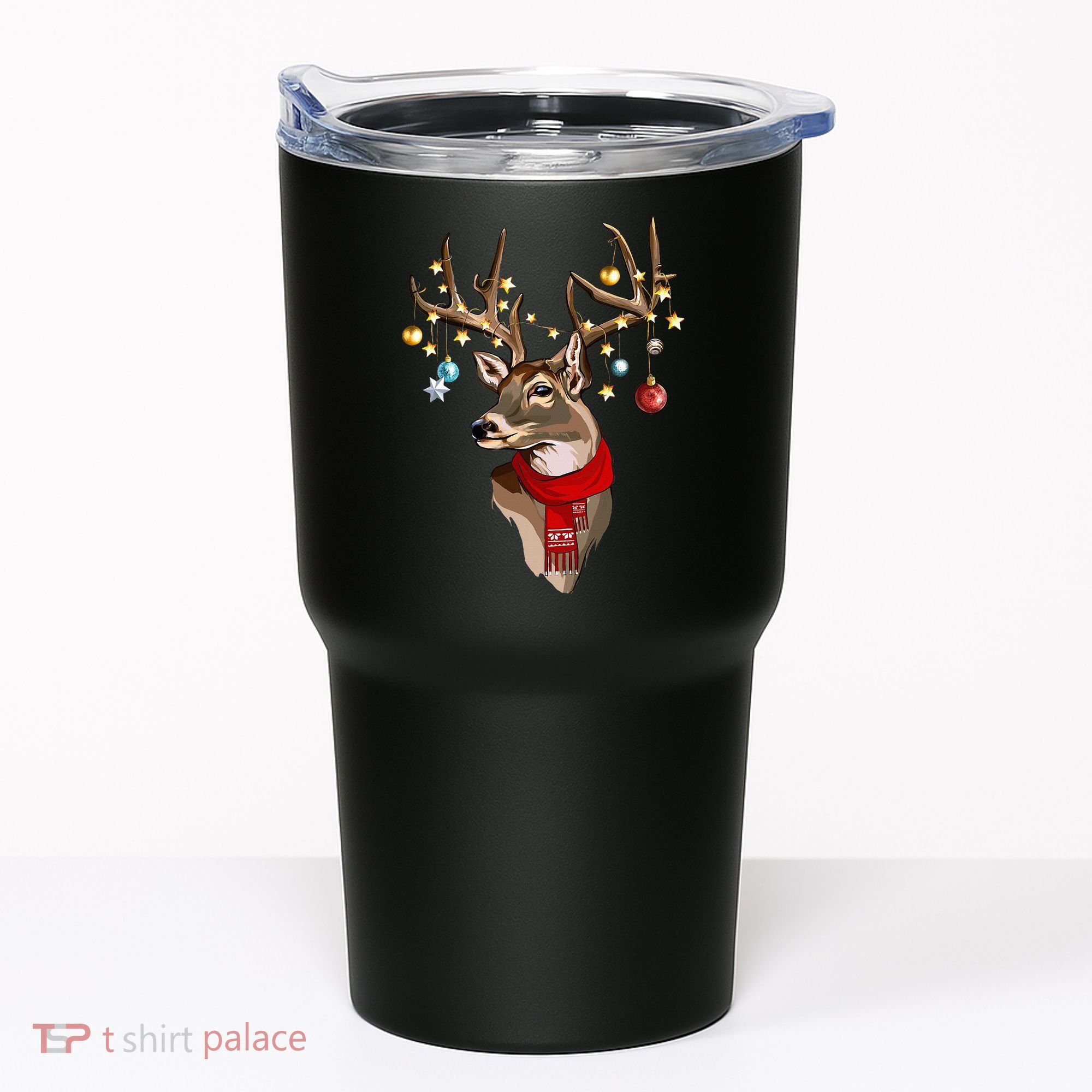 Buck Deer Antlers Christmas Lights Scarf Xmas Party Tumbler