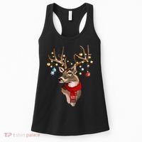 Buck Deer Antlers Christmas Lights Scarf Xmas Party Women's Tank Top thumb 0