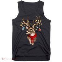 Buck Deer Antlers Christmas Lights Scarf Xmas Party Tank Top thumb 0