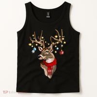 Buck Deer Antlers Christmas Lights Scarf Xmas Party Tank Top thumb 2
