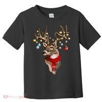 Buck Deer Antlers Christmas Lights Scarf Xmas Party Toddler T-Shirt thumb 0