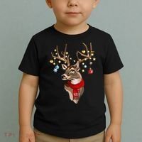 Buck Deer Antlers Christmas Lights Scarf Xmas Party Toddler T-Shirt thumb 2
