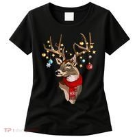 Buck Deer Antlers Christmas Lights Scarf Xmas Party Women's T-Shirt thumb 0