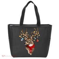 Buck Deer Antlers Christmas Lights Scarf Xmas Party Tote Bag thumb 0