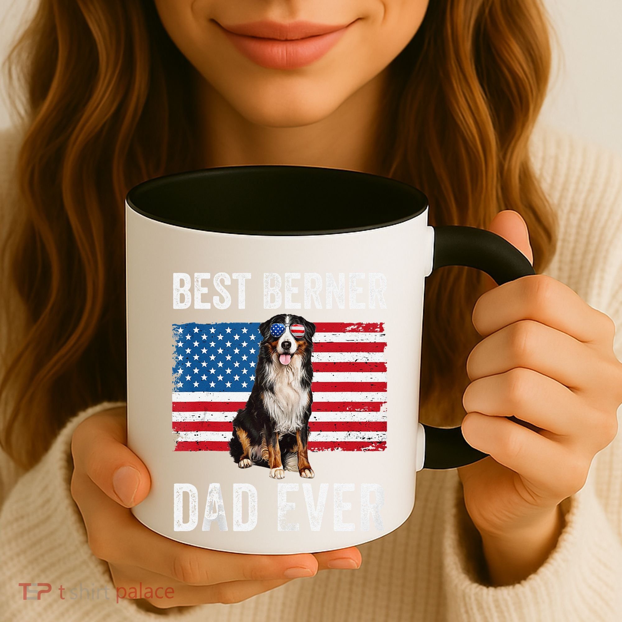 Berner Dad American Flag Dog Lover Owner Bernese Mountain Coffee Mug