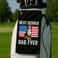 Berner Dad American Flag Dog Lover Owner Bernese Mountain Golf Towel thumb 2