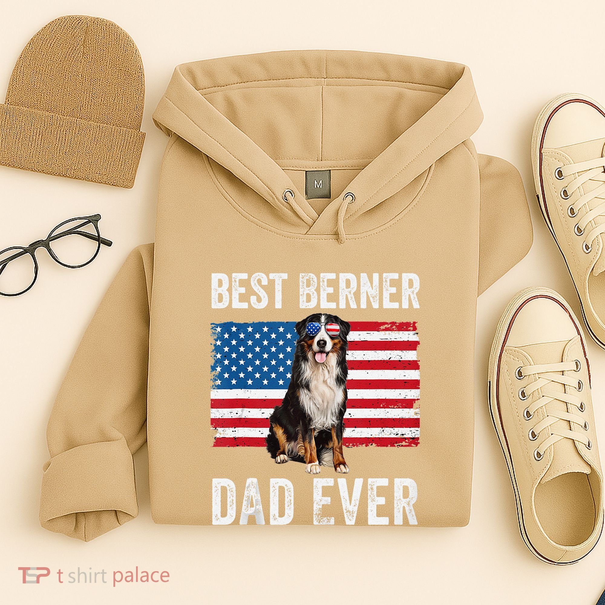 Berner Dad American Flag Dog Lover Owner Bernese Mountain Hoodie