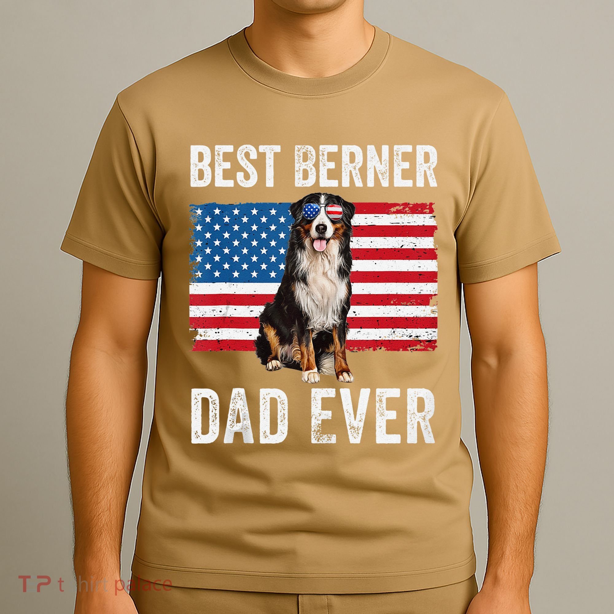 Berner Dad American Flag Dog Lover Owner Bernese Mountain T-Shirt