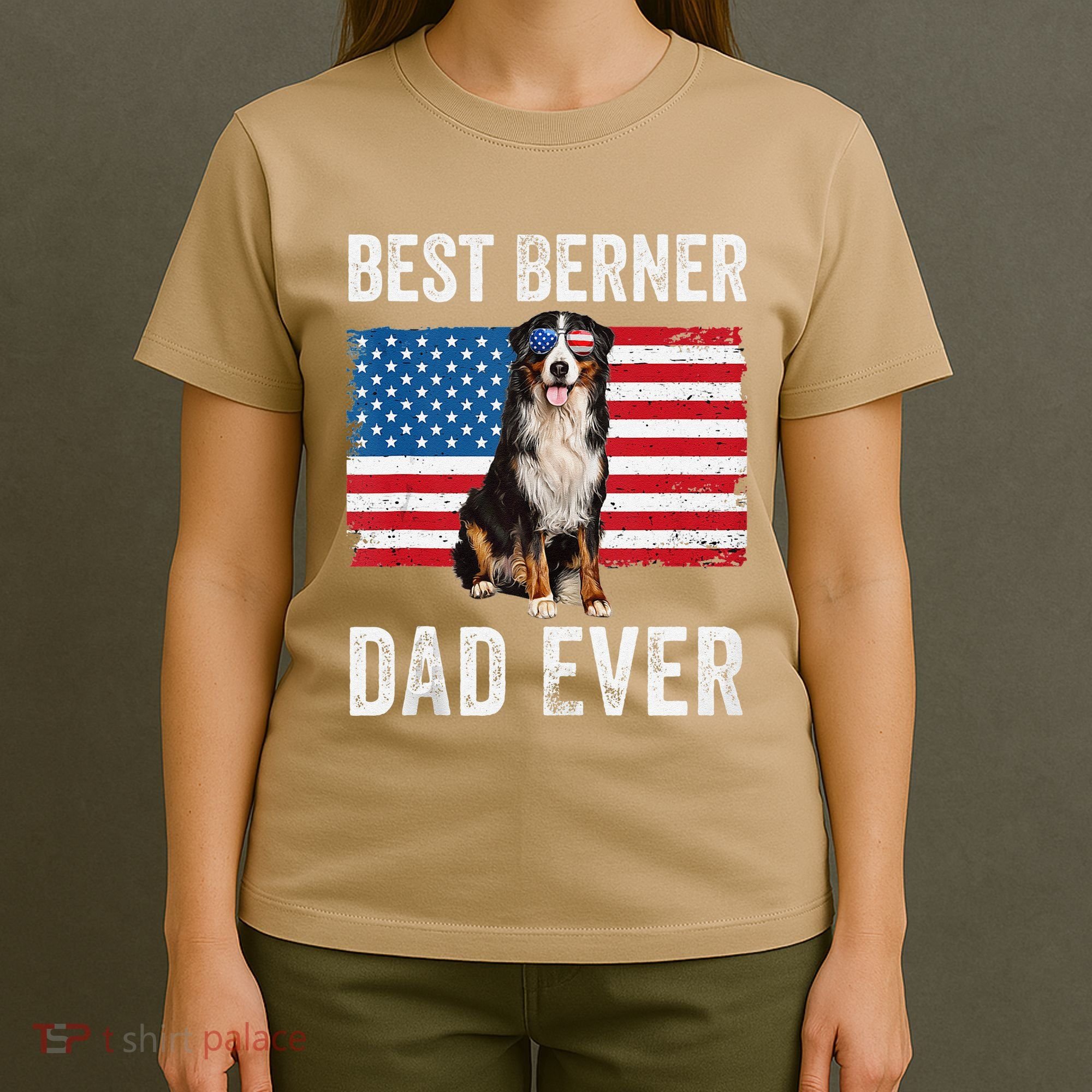 Berner Dad American Flag Dog Lover Owner Bernese Mountain T-Shirt