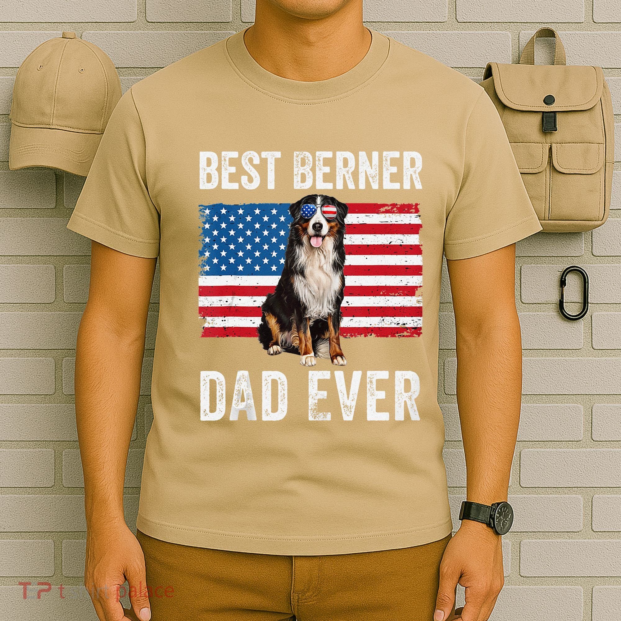 Berner Dad American Flag Dog Lover Owner Bernese Mountain T-Shirt