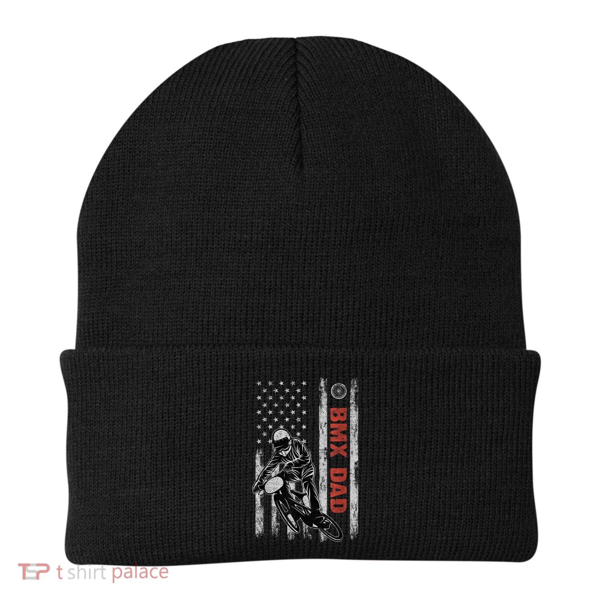 BMX Dad American Flag Fathers Day 4th Of July Gift Beanie