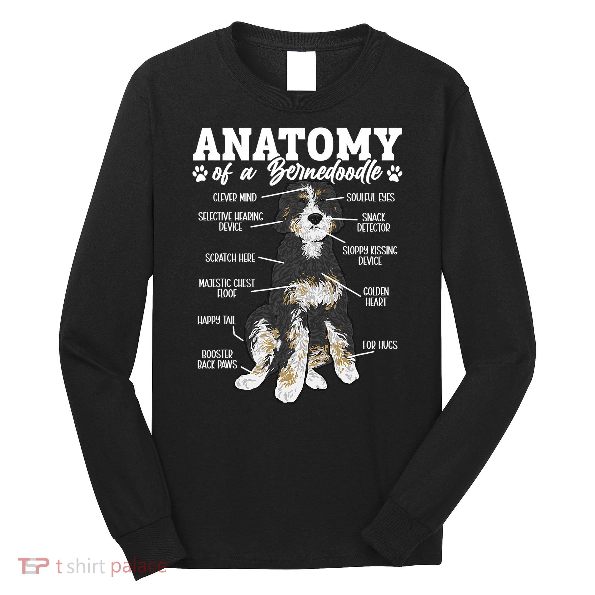 Bernedoodle Dog Anatomy Of A Bernedoodle Long Sleeve Shirt