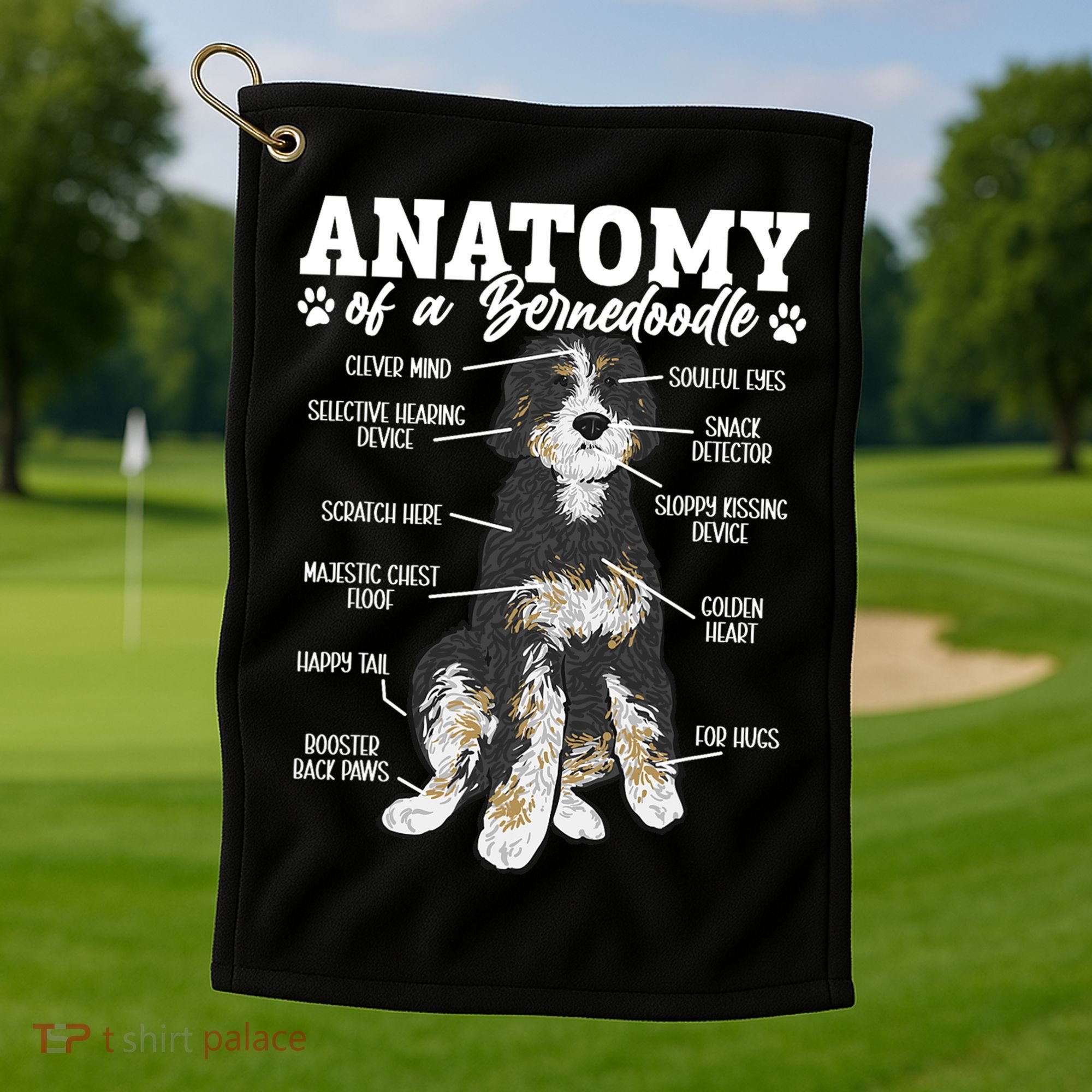 Bernedoodle Dog Anatomy Of A Bernedoodle Golf Towel