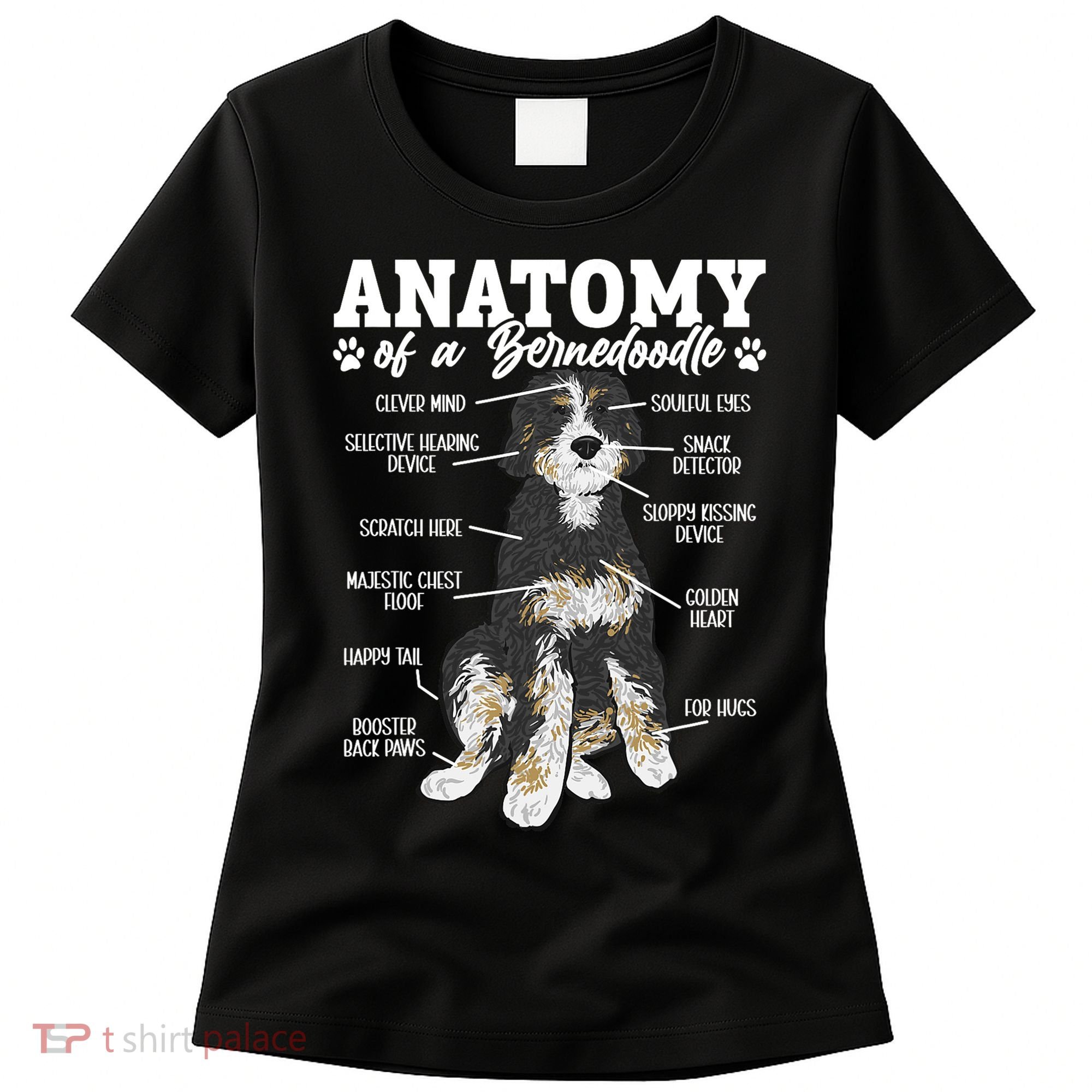 Bernedoodle Dog Anatomy Of A Bernedoodle Women's T-Shirt