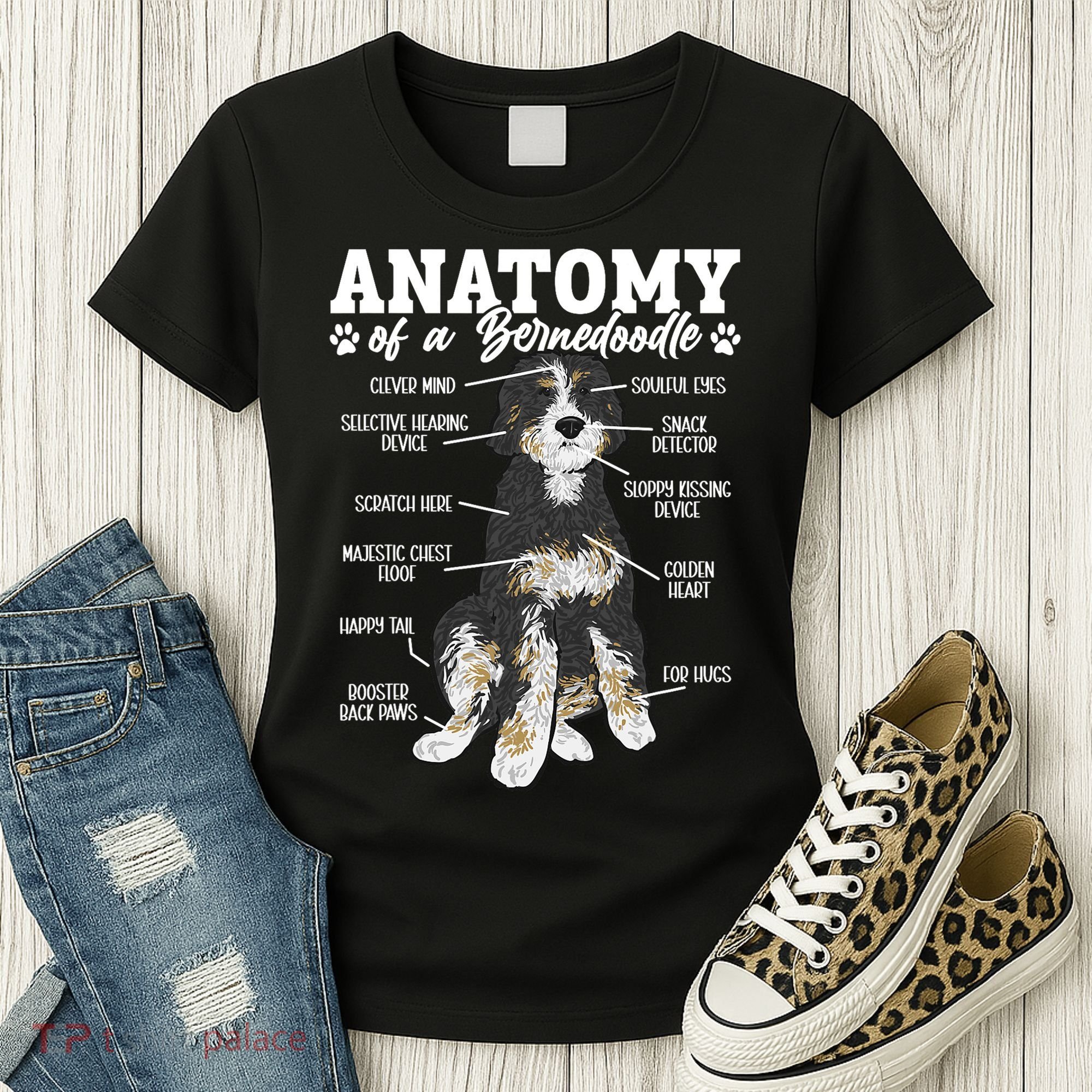 Bernedoodle Dog Anatomy Of A Bernedoodle Women's T-Shirt