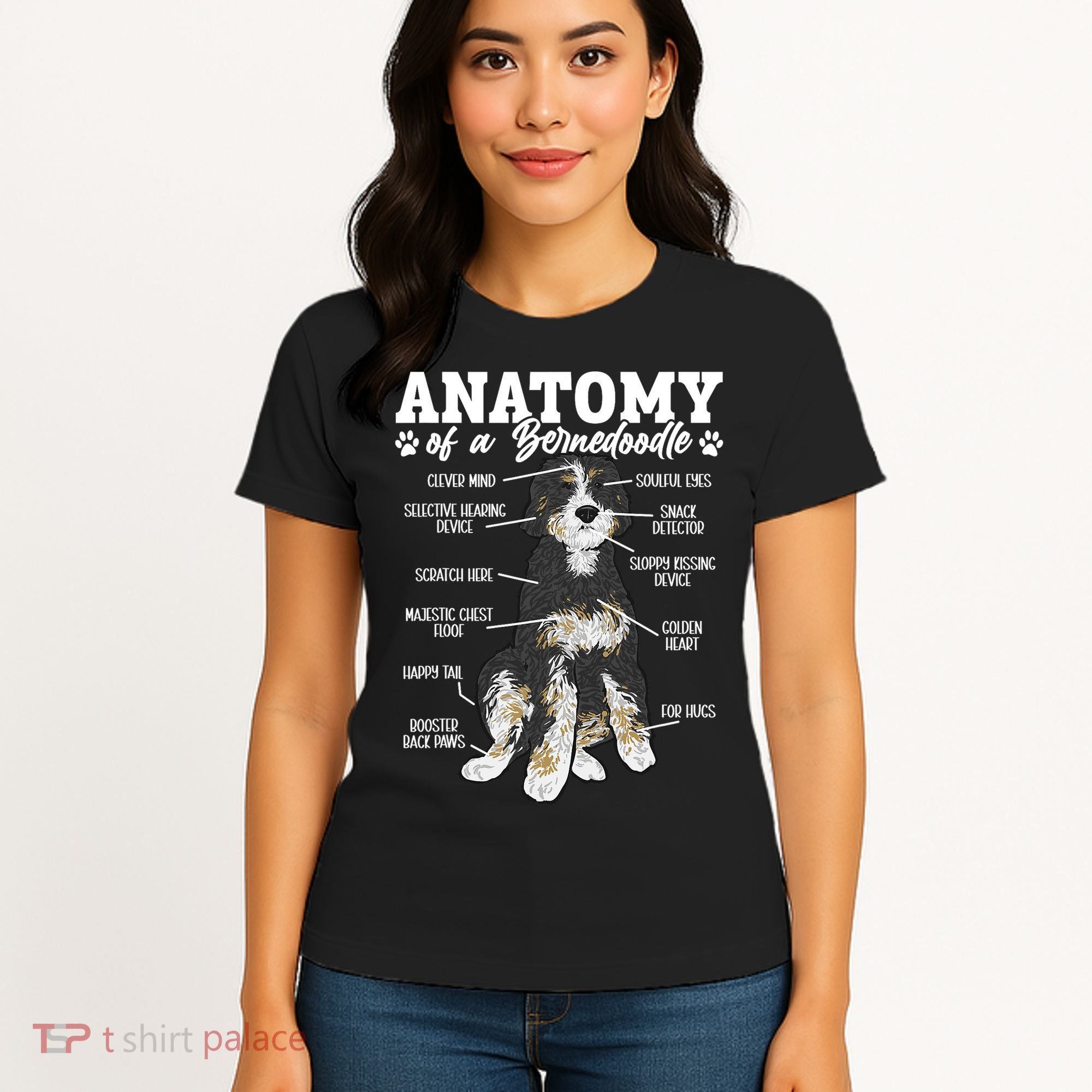 Bernedoodle Dog Anatomy Of A Bernedoodle Women's T-Shirt