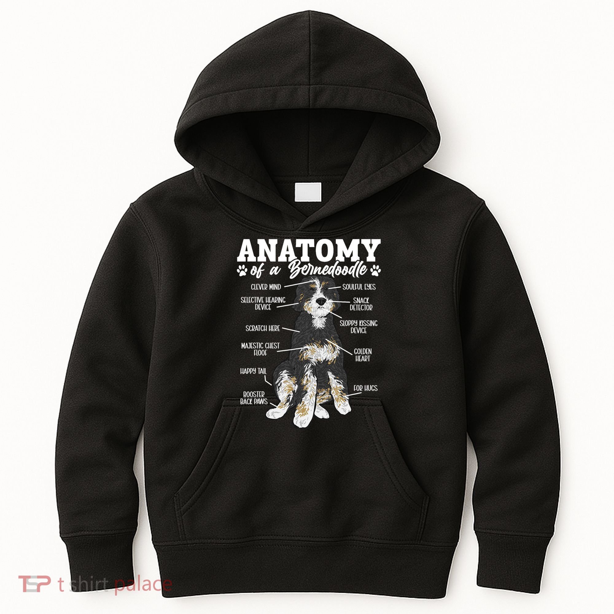 Bernedoodle Dog Anatomy Of A Bernedoodle Kids Hoodie