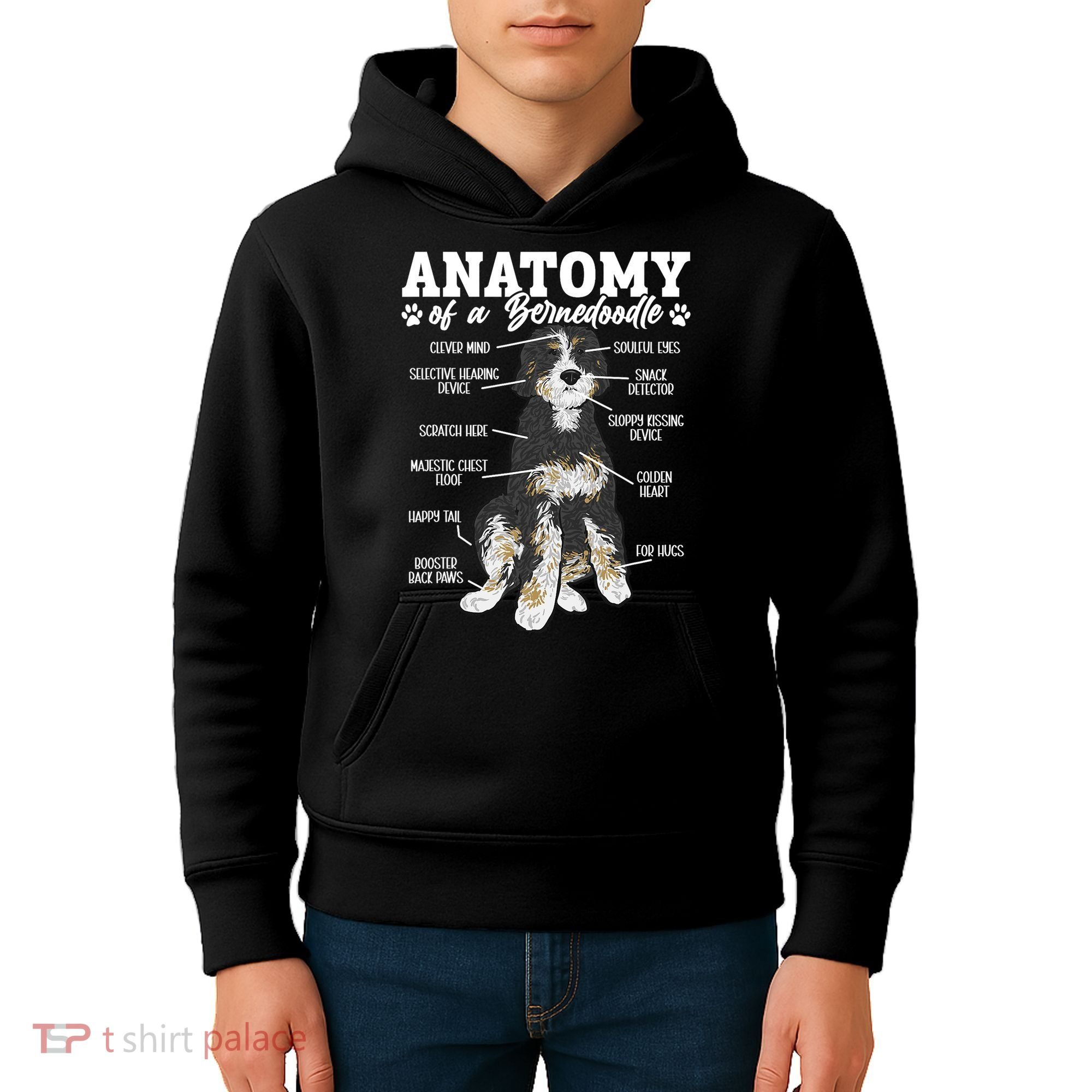 Bernedoodle Dog Anatomy Of A Bernedoodle Kids Hoodie